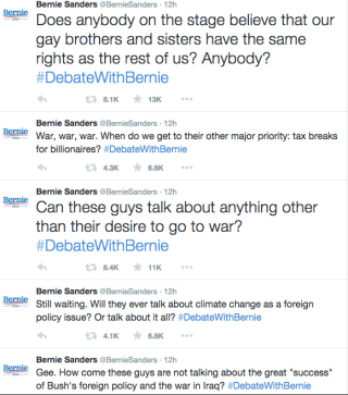 Illustration for article titled Bernie Sanders Tries to Live-Tweet Debate, Gives Up: 'I've Had It, I'm Going Home'